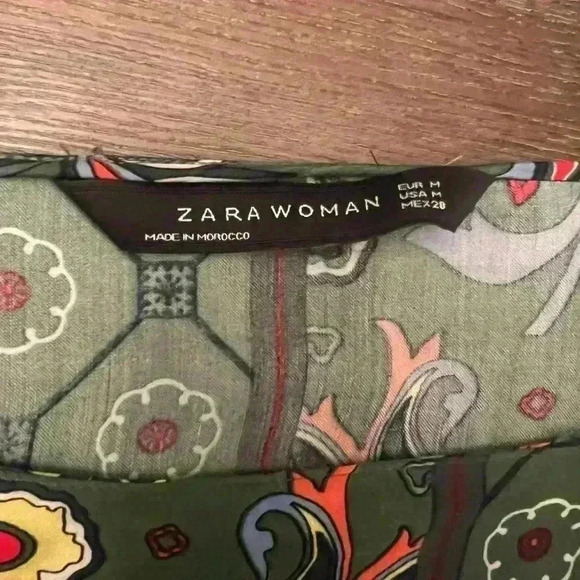 Zara Woman Green Paisley Print Fringe Tunic Dress - Picture 5 of 6